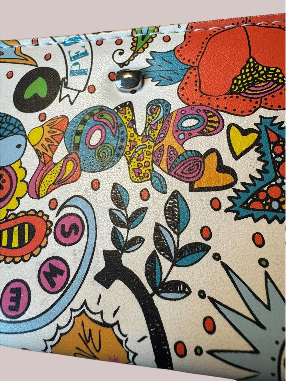 Colorful Graphic Print Wristlet Wallet with Black Strap - Picture 2 of 4